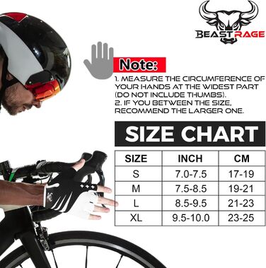 BEAST RAGE Fingerless Fahrradhandschuhe: Гелеві, антиковзні, для MTB, тренувань, сірі (L)