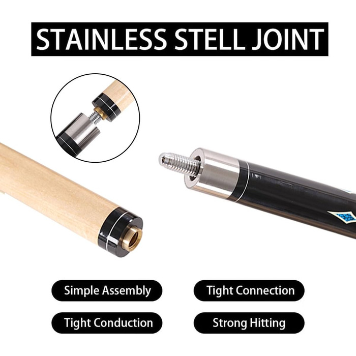 Більярдний кий Pool Queue Stick з агатової деревини, 147.3 см, комплект 2 шт., білий (блакитний)