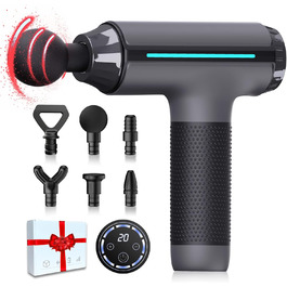 Масажер для м'язів, для спини/шиї/ноги, 6 насадок, 20 швидкостей, сірий - ідеальний подарунок