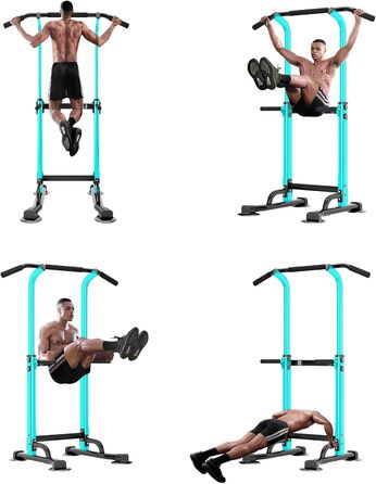 AuraCraft Power Tower з турніком, силовий тренажер, регульована висота 169-210 см (Чорний+Синій, 74x81 см)