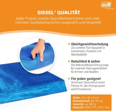 Балансувальна подушка Sissel Balancefit, TPE, антиковзка, для тренування рівноваги та координації, до 120 кг, синя, для дому та вулиці