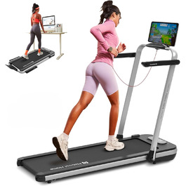 Електричний біговий тренажер Mobvoi Home Laufband SE з AI, 2.5 PS, 12 км/год, компактний, складний, з пультом, для дому, сумісний з TicSports APP, до 120 кг, срібний