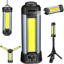 Багатофункціональний ліхтар 12 в 1 з LED, акумулятором, магнітом та телескопічною штангою: ліхтар для кемпінгу, ліхтарик, робочий ліхтар для майстерні, powerbank – для саду, відпочинку на природі та не тільки