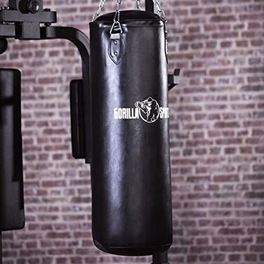 Боксерський мішок GORILLA SPORTS® 37 кг, наповнений, з металевою ланцюгом та карабінами, штучна шкіра, чорний - для боксу, MMA