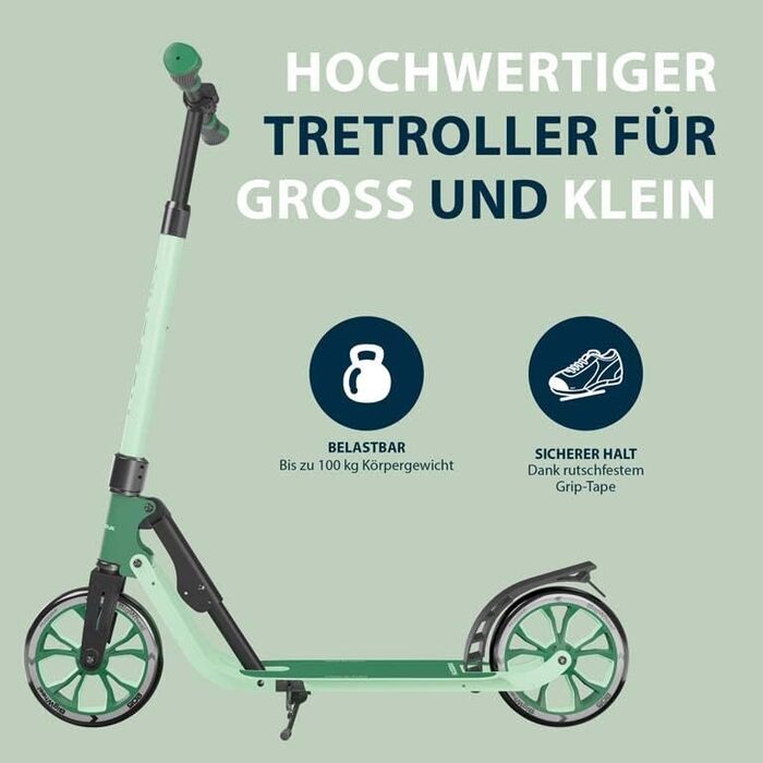 Самокат HUDORA BigWheel 205 Advanced з кабельним замком, алюмінієвий, для дорослих і підлітків