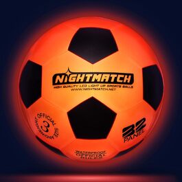 Світлодіодний футбольний м'яч NIGHTMATCH, розмір 3, для дітей, комплект, сенсорне LED підсвічування, ідеально для гри в темряві, чорний/помаранчевий
