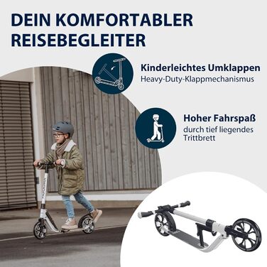 Самокат HUDORA BigWheel 205 Advanced, алюмінієвий, складаний, регульований, до 100 кг, для дітей, підлітків і дорослих