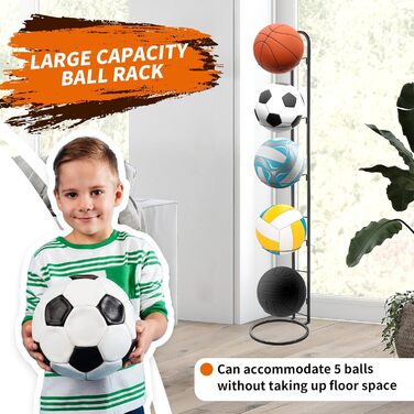 Стійка для м'ячів 5-ти ярусна: волейбол, футбол, баскетбол - металева стійка для зберігання м'ячів у спортзалі, гаражі