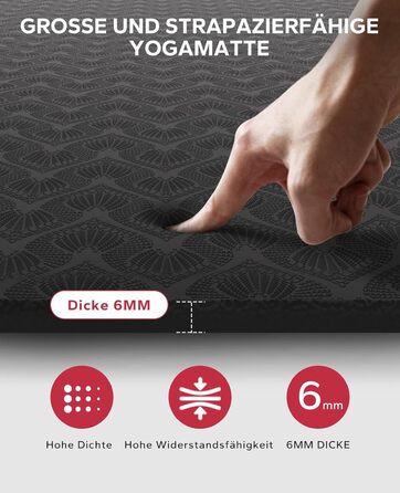 Йога мат HAPBEAR XXL: велика спортивна мат для фітнесу, пілатесу та йоги (198x137 см)