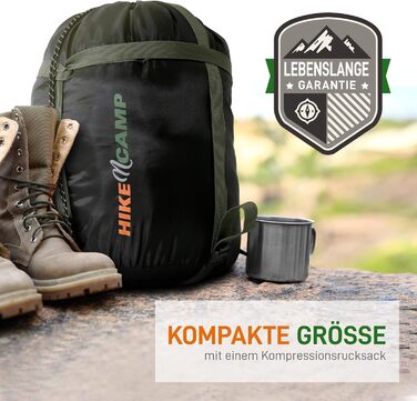 Сплячий мішок SereneLife для кемпінгу – теплий, водонепроникний, для зимового відпочинку, температура від -15°C до +12°C, з компресійним мішком та подушкою