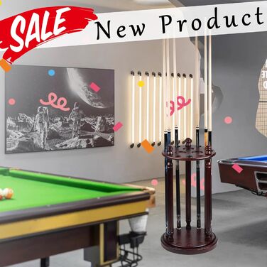 Стійка для київ для більярдних київ Collapsar – 9 відділень, масивне дерево, підлоговий стійка (Бургунді)<br>