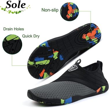 Шкарпетки для плавання унісекс, чоловічі та жіночі, легкі, дихаючі, швидковисихаючі аквашузи (42 EU, сірий)