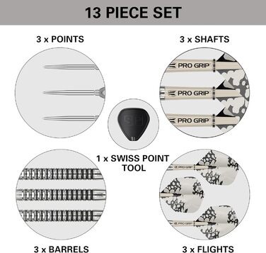 Професійний набір дротиків Target EXO Edition 90% вольфрам, сталевий наконечник, Swiss Point, Pro Grip, No.6, інструмент SP