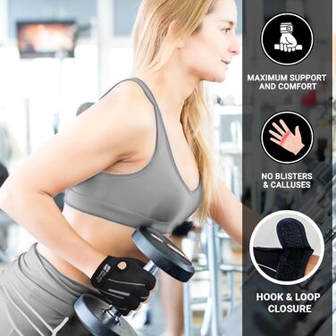 Рукавички для фітнесу Stealth Port, вага підйомника для жінок та чоловіків – дихаючі, неслизькі, з підкладкою для кросфіту, бодібілдингу, їзди на велосипеді, силових тренувань (M, Чорний)