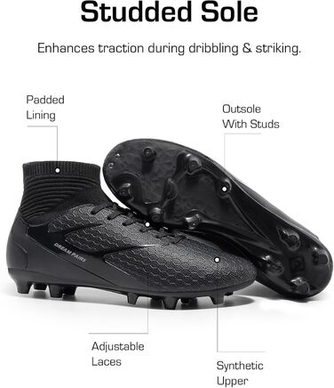 Футбольні бутси DREAM PAIRS для чоловіків: професійні тренувальні бутси з шипами, чорні, 41 EU