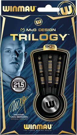 Дротики WINMAU Michael Van Gerwyn MvG Trilogy 21,5 г, професійні, сталевий наконечник, вольфрам, з оперенням та стрижнями