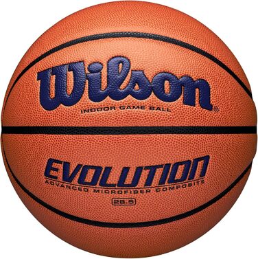 Баскетбольний м'яч Wilson Evolution Game Ball розмір 6 для залу, для дітей 6–12 років, для спортивних підлог (ПВХ, лінолеум), помаранчевий