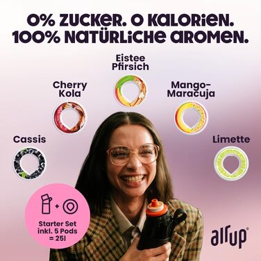 Пляшка для води air up Gen2 Starter Set Original 600 мл, із капсулами 5 смаків, без цукру, BPA-free, для пиття, фіолетова Lavender, можна мити в посудомийці