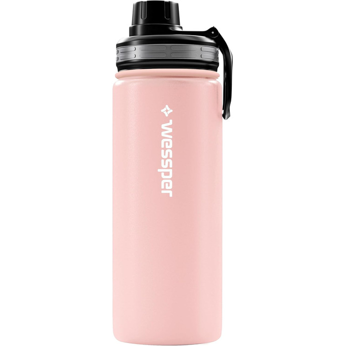 Термобутилка Wessper 500 мл з нержавіючої сталі, герметична, BPA-Free, 3 кришки, рожева, для спорту, дітей і дорослих, кемпінгу, велосипеда, outdoor