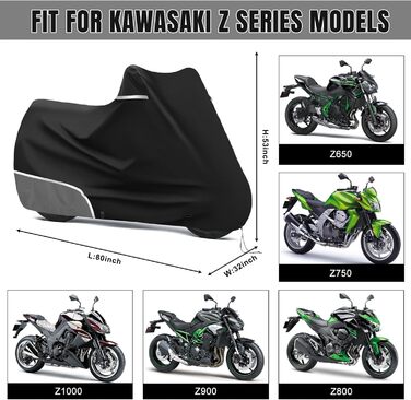 Водонепроникний чохол для мотоцикла Kawasaki Z650 / Z-серії, захисний зимовий чохол з тканини Oxford 420D, сірий