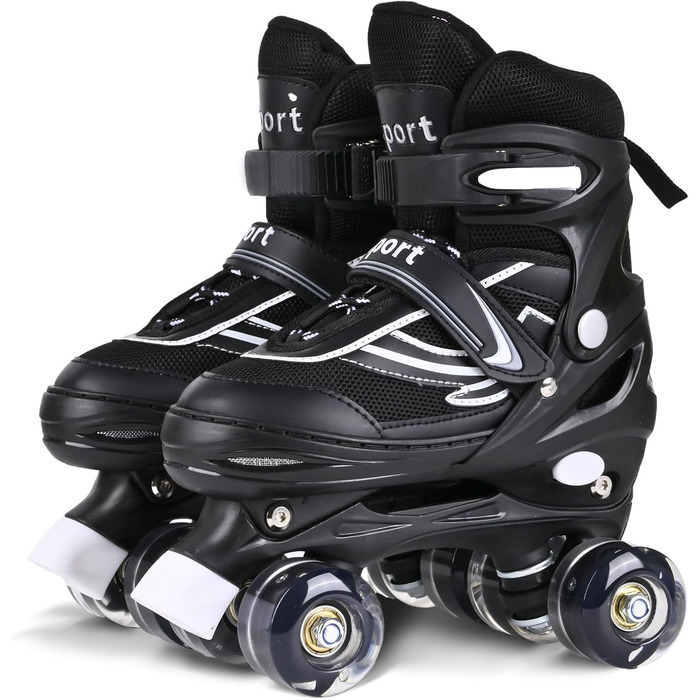 Дитячі ролики Kinder для дівчаток та хлопчиків, регульовані, 4 розміри, чорні