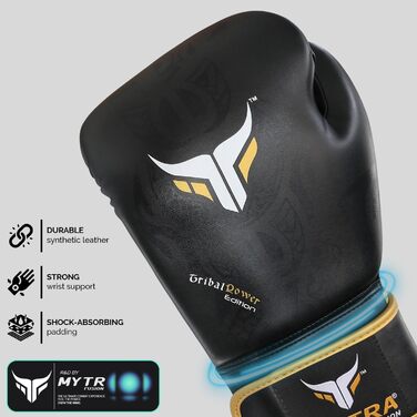 Боксерські рукавички Mytra Fusion 10oz/12oz/14oz/16oz для боксу, MMA, спарингу, муай тай, кікбоксингу - Чорно-золоті
