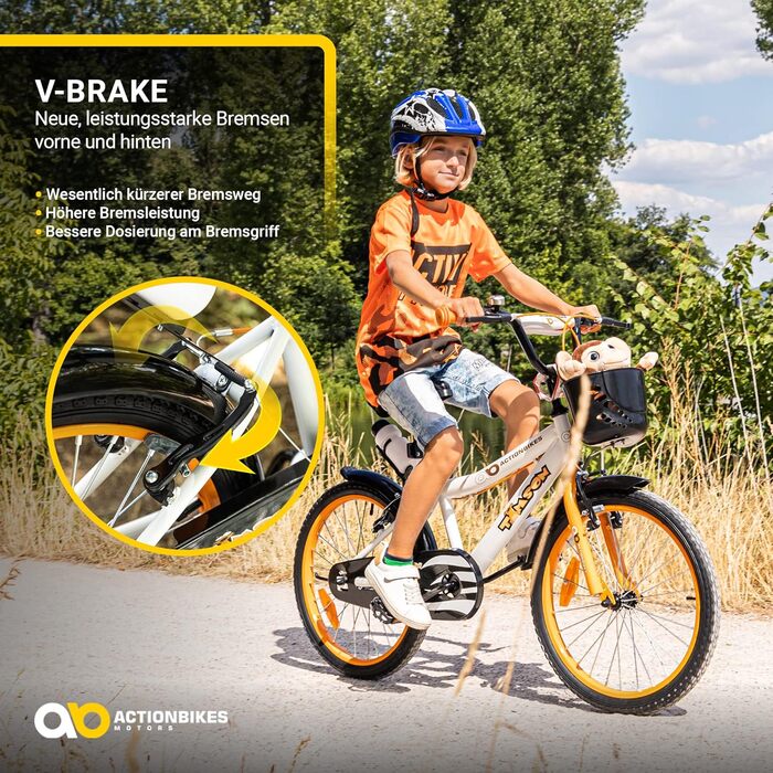 Дитячий велосипед Actionbikes 12/16/20 дюймів, V-Brake, з крилами, для хлопчиків і дівчаток, від 2 до 9 років