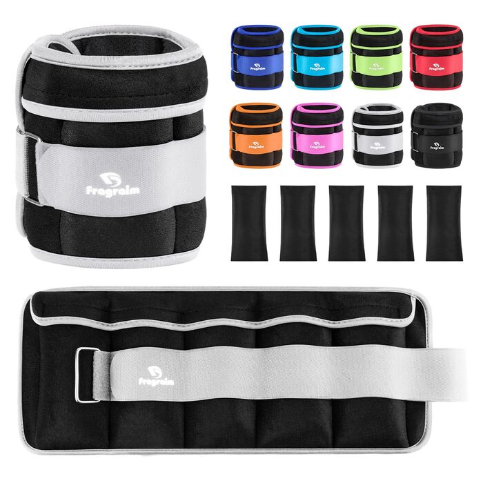 Набір вантажних манжет Fragraim: для ніг та рук (2 шт.) 1.5-10 кг, сірий колір. Вага для зап'ястя та щиколотки.