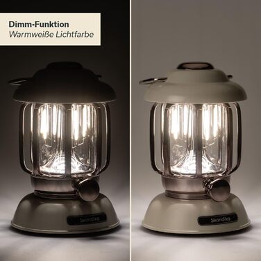 Кемпінговий ліхтар Skandika Forsol LED Retro стиль | Акумулятор 4400mAh, регулювання яскравості, для кемпінгу, саду, декору, походів, зелений