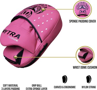 Mytra Fusion Box Pratzen - Рукавички для ударів Mytra Fusion Box, MMA, Муай Тай, бокс, бойові мистецтва, білі (рожеві)