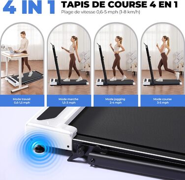 GTPLAYER Ходунка для дому, біговий килимок складаний з LED-дисплеєм та пультом, регульовані підлокітники, двигун 2.5 PS, фітнес, тренування, домашній фітнес, зелений (білий)