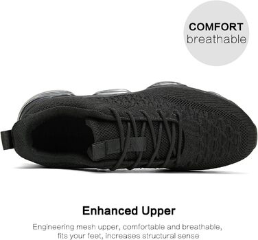 Чоловічі бігові кросівки з повітряною подушкою, дихаючі, для тенісу, модні, з антиковзаючою підошвою, для тренувань, відпочинку, спорту, фітнесу, подорожей, комфортні, чорні, 42 EU