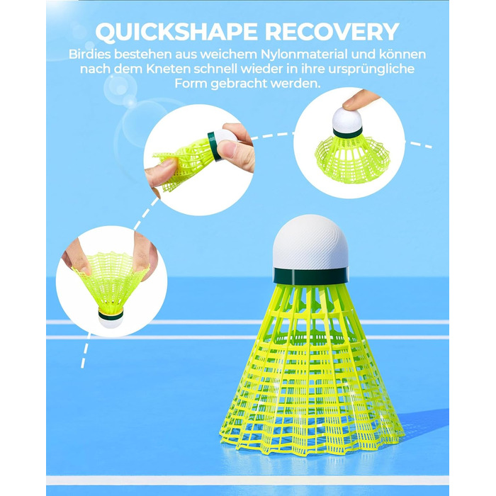 Волан для бадмінтону HIRALIY нейлон, 12/24 шт., висока швидкість, для тренувань та гри в приміщенні/на вулиці, для молоді