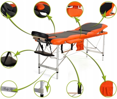 Складаний масажний стіл Bodyfit алюмінієвий, 3-секційний, червоний