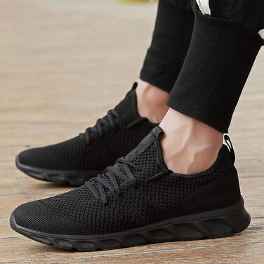 Чоловічі кросівки для бігу та занять спортом Damyuan. Легкі, дихаючі, чорного кольору, 43 EU. Підходять для бігу, тренувань, прогулянок та повсякденного носіння.