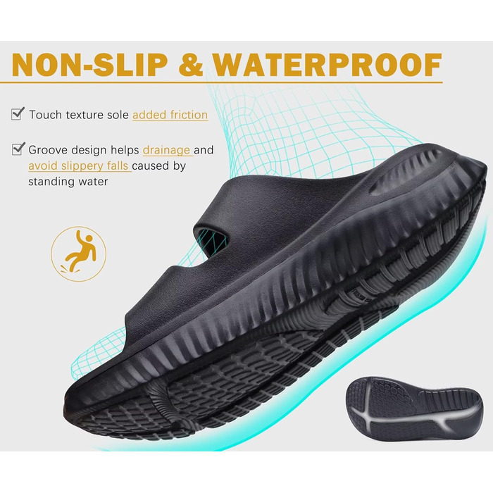 Жіночі сандалі KuaiLu для відновлення, спортивні слайдери з підтримкою склепіння стопи, ортопедичні, проти плоскостопості, чорні, 39 EU