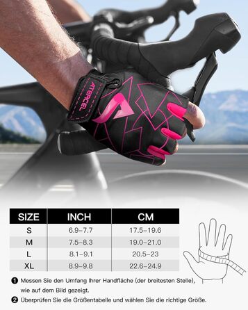 Велосипедні рукавички ATERCEL для чоловіків - напівпальцеві, з SBR-подушками, для їзди на велосипеді та фітнесу (Рожевий, L)