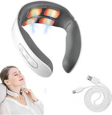 Масажер для шиї 11-в-1 з підігрівом, 6 режимів та 9 рівнів інтенсивності. Для розслаблення шиї вдома, в офісі, у подорожах.