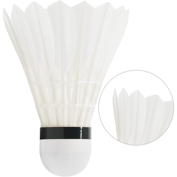 Набір для бадмінтону: 12 професійних м'ячів з гусячого пір'я, міцні, для гри та тренувань