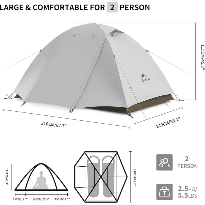 Намет Naturehike Cloud Creek 2-3 особи, ультралегкий, водонепроникний, для кемпінгу та трекінгу, білий