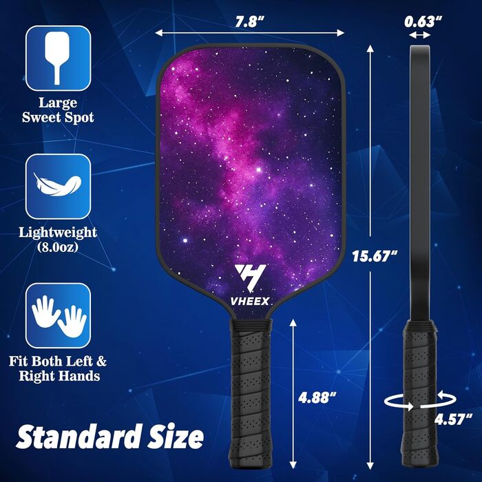 Набір для піклболу: 4 преміум дерев'яні кульки та сумка. Шляпи для піклболу, подарунок для початківців та професіоналів, обладнання для тренувань. Підходить для жінок, чоловіків, сімей. (Зоряне небо, 4 шт.)