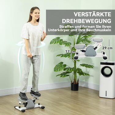 Міні-степер SPORTNOW для дому з LCD-дисплеєм, неслизькі педалі, до 100 кг, для фітнесу, тренування ніг, сірий