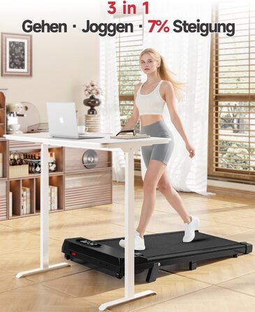 Walking Pad для дому HomeFitnessCode: електричний біговий килимок з нахилом, 1-8 км/год, чорний глянцевий