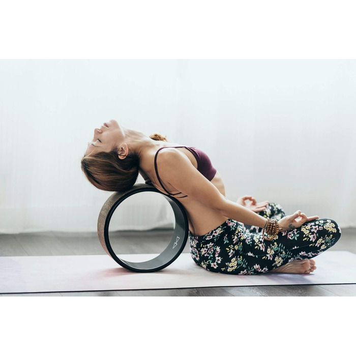 Колесо для йоги Yoga Design Lab | Dharma Rad, екологічне | для інтенсивної розтяжки, покращує поставу (Чорний колір корку)