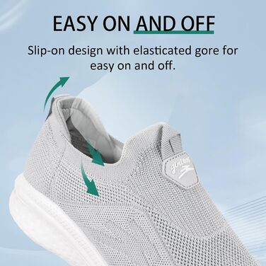 Чоловічі кросівки без шнурівків Slip-on, сірий, розмір 41 EU. Легкі, дихаючі, зручні спортивні кросівки для повсякденного носіння та бігу.