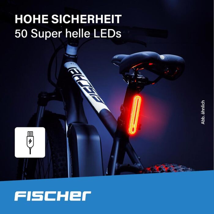 LED акумуляторний задній ліхтар Fischer TWIN, велосипедне освітлення, IPX4, чорний