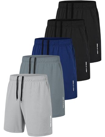 Шорти спортивні чоловічі літні швидка сушка. Короткі шорти для бігу, залу, баскетболу, джогінгу з кишенями. Чорний/Чорний/Темно-сірий/Морська хвиля/Світло-сірий