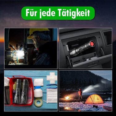 Ліхтарики LED TravelHawk 2 шт. - тактичні, 1000 люмен, водонепроникні, з регулюванням фокусу, для кемпінгу, туризму, надзвичайних ситуацій, на батарейках