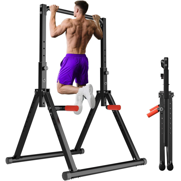 Спортивний турнік Klimmzugstange Freistehend Power Tower Dip Station, регульований, чорний