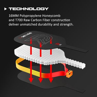 Падли для піклболу - професійні ракетки з карбоновим волокном та сотовою структурою. Легкі, точні, з покращеною амортизацією та високим обертом. Чорний колір